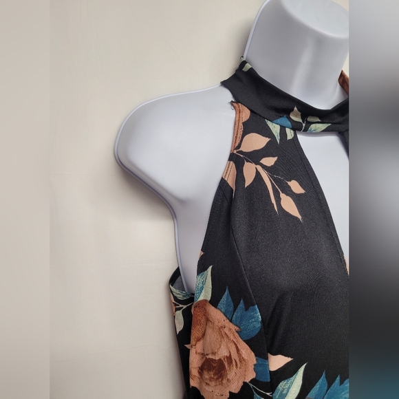 B Famous L High Low Dress Floral Flowy Racerback V Neck Stretch Fabric - Picture 2 of 5